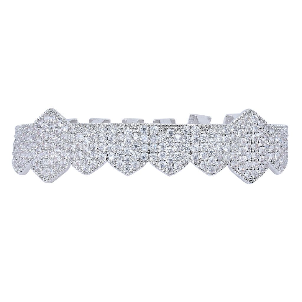 Unisex Hip Hop Braces 8 Teeth Micro Inlaid Zircon Single Row Gold Braces Hiphop Grillz Vampire Fangs_ipsvogv.com