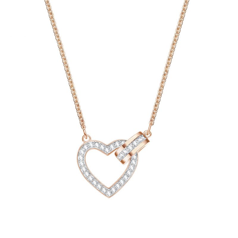 Heart To Heart Heart Shaped Necklace Female Element Crystal Love Clavicle Necklace Female_ipsvogv.com