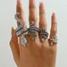 Ring and bracelet set for women, niche pattern, spirit snake design, ancient silver ring, unisex ring_ipsvogv.com