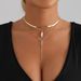 Ins Bohemian Retro Feng Shui Drop Snake Chain Collarbone Chain Personality Trend Multi-layer Necklace_ipsvogv.com