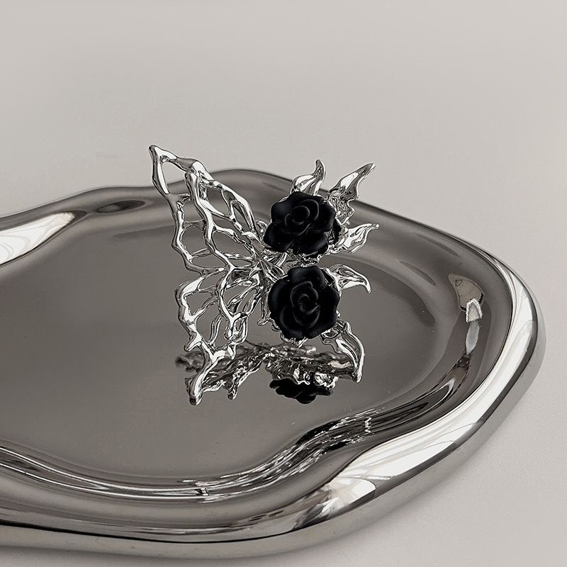Dark Rose Butterfly Female Niche Design, High-end And Cool Style, Open Mouth Index Finger Ring, Internet Famous Ring_ipsvogv.com