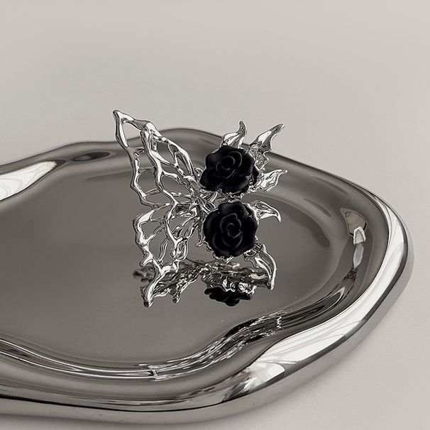 Dark Rose Butterfly Female Niche Design, High-end And Cool Style, Open Mouth Index Finger Ring, Internet Famous Ring_ipsvogv.com