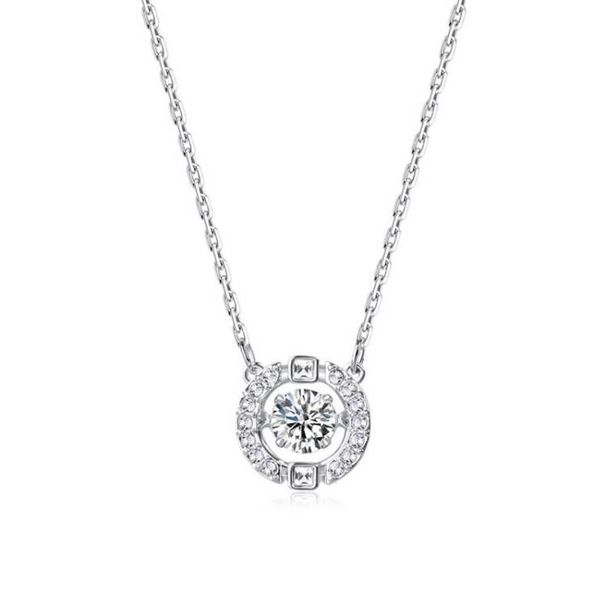 Element Style Crystal Round Smart Beating Heart Necklace Clavicle Chain_ipsvogv.com