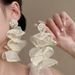 Women’s Jewelry Set FashionRetro White Chiffon Petal Earrings Light Luxury Holiday Style Earrings Gentle Pure Desire Super Fairy Small Fresh Earrings_ipsvogv.com