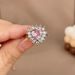 Internet Famous French Light Luxury Pink Diamond Heart-shaped Zircon Open Ring For Women, With A Sense Of Luxury,_ipsvogv.com