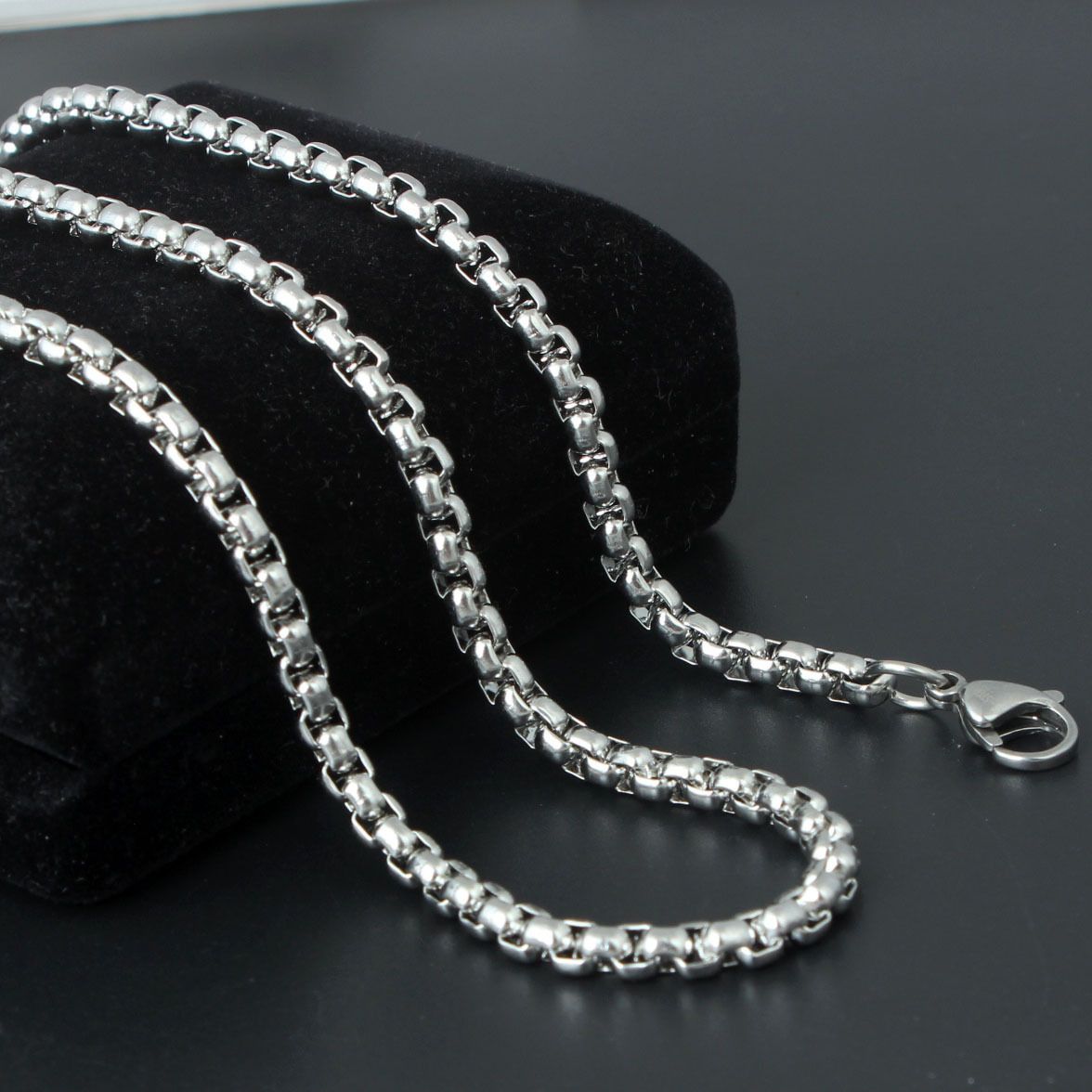 2023 Stainless Square Pearl Titanium Steel Lock Bone Single Necklace Men's Matching Chain_ipsvogv.com