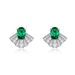 Fan shaped brilliant cultivated emerald earrings S925 silver fully inlaid with colored gems small skirt earrings atmosphere_ipsvogv.com