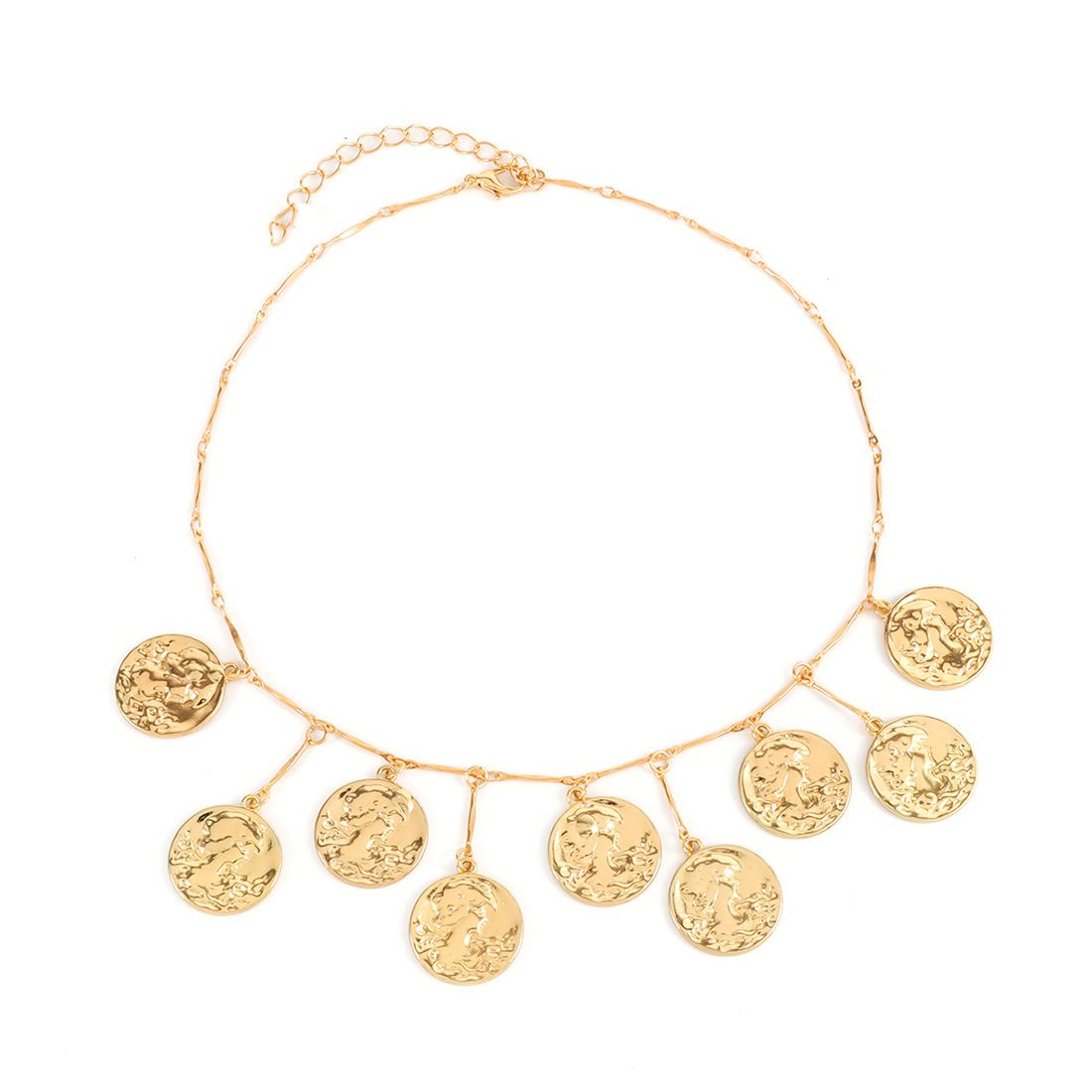 Jewelry Retro Round Cake Water Drop Pendant Necklace Fashionable All Match Clavicle Chain_ipsvogv.com