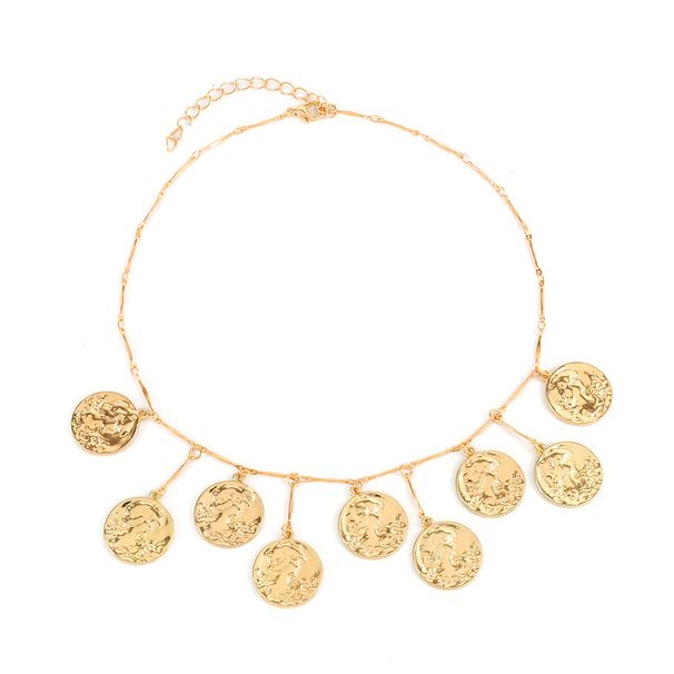 Jewelry Retro Round Cake Water Drop Pendant Necklace Fashionable All Match Clavicle Chain_ipsvogv.com