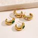 Unisex Hot Selling Fashion Simple Metal Oval Green Emerald Gold Plated Stainless Steel Earrings_ipsvogv.com