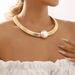 N12158 niche trend big pearl metal texture necklace exaggerated personality high-end snake bone chain collar_ipsvogv.com