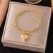 New Ins Simple Popular OT Buckle Smooth Surface Men's And Women's Titanium Steel Bracelet Versatile Heart Pendant_ipsvogv.com
