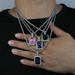 Men's Jewelry Hip Hop New Pink Blue Purple Green Square Solid Pendant Necklace Couple Necklace_ipsvogv.com