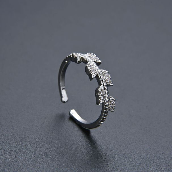 Simple Color Preserving CZ Diamond Zircon Leaf Ring Opening Adjustable Unisex Hand Jewelry Internet Celebrity_ipsvogv.com