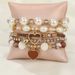 5-piece Pearl Handmade Bead Women's Bohemian Fashion Peach Heart Bracelet Set_ipsvogv.com