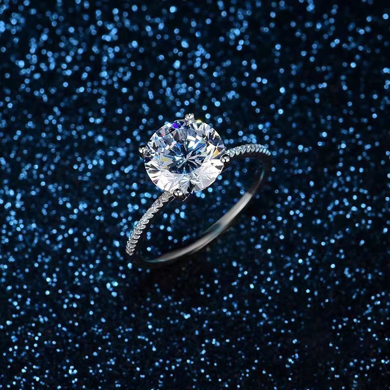 Four Claw Inlaid Super Flash Exaggerated High End 3 Carat 9mm Zircon Ring Princess Wedding Engagement Female Ring_ipsvogv.com