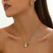 Subtle artistic fresh women's necklace set Baroque style flower studded earrings collarbone chain_ipsvogv.com