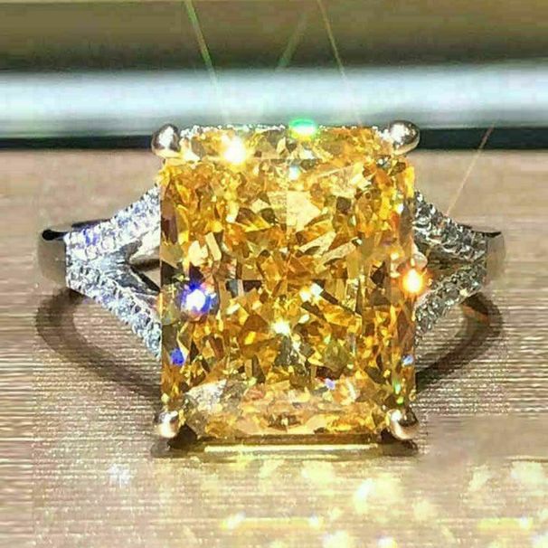 Cao Shi Handmade Luxury Four Claw Square Diamond Zircon Ring Women's Valentine's Day Gift Accessories_ipsvogv.com