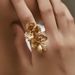 French flower ring color preserving copper plated with K real gold personality design irregular metal feel creative temperament ring_ipsvogv.com