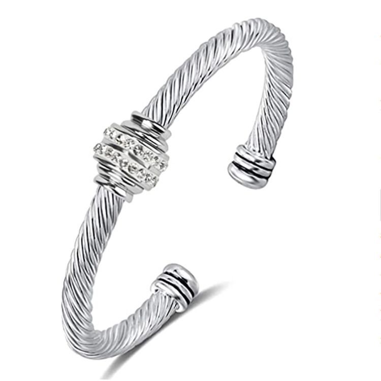 Bangles Fashion Bracelet Titanium Steel Wire Twisted Rope Diamond Versatile Jewelry_ipsvogv.com