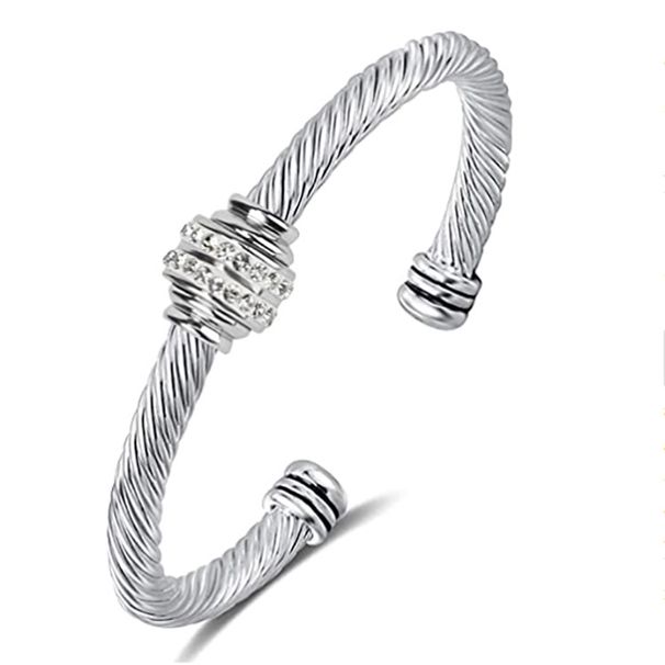 Bangles Fashion Bracelet Titanium Steel Wire Twisted Rope Diamond Versatile Jewelry_ipsvogv.com