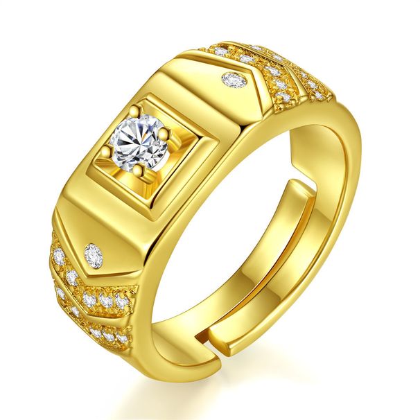 New V-shaped Open for Men's Dominant Zircon Adjustable Ring Jewelry_ipsvogv.com