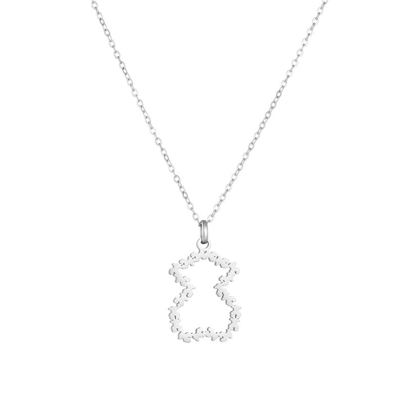 Women's Jewelry Set Fashion 304 Stainless Steel Bear Set Hollow Versatile Bear Women's Necklace Jewelry_ipsvogv.com