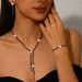 Women’s Jewelry Set Fashion Sexy Personality Long Rhinestone Tassel Necklace Earrings Bracelet Simple Temperament Fashion Retro Ladies Wear_ipsvogv.com