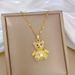 3D 【 】 Bear Light Luxury Charm Gorgeous Full Diamond Necklace Women's Versatile Clavicle Titanium Steel Chain 【 】_ipsvogv.com