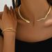 Minimalist women's necklace bracelet set with personalized snake and diamond inlay design, alloy collar jewelry_ipsvogv.com