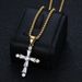 Creative New Stainless Steel Gold-Plated Inlaid Irregular AAA Zircon Cross Pendant_ipsvogv.com