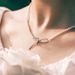 Hejia Ribbon Rose Inlaid Pearl Necklace For Women, Korean Japanese Style, Elegant And Luxurious Full Diamond Sterling_ipsvogv.com