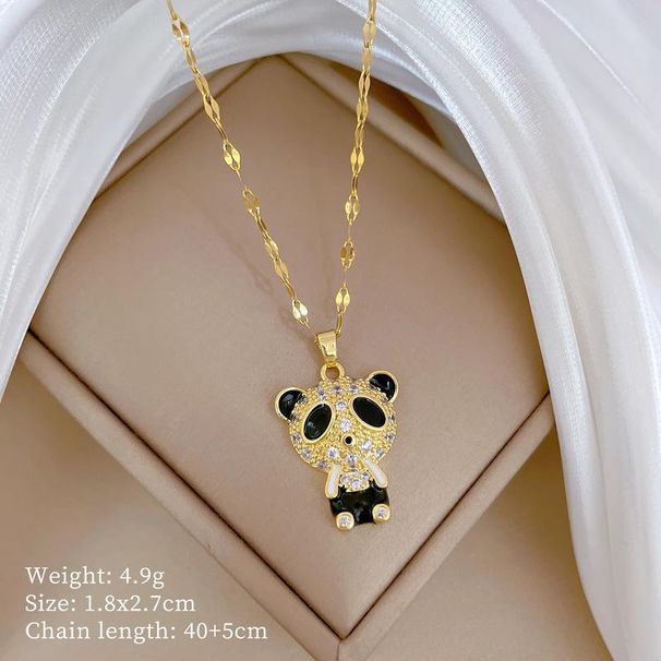 Cute Rhinestone Panda Pendant Necklace For Women Crystal Sweater Necklaces Jewelry Accessories Christmas Gift_ipsvogv.com