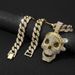 Alloy Cuban Necklace Street Decoration Chain Personalized Full Diamond Hip Hop Pirate Skull Pendant_ipsvogv.com