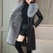 Women's large fur collar winter fur coat women plus fleece thickened medium long_ipsvogv.com
