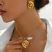 Feng women's necklace earring set, personalized rotating thread, niche design, collarbone chain set_ipsvogv.com