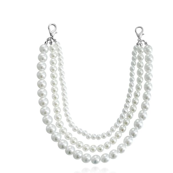 Three layer high gloss pearl handmade fishing line woven shoe chain geometric high grade foot ornaments_ipsvogv.com