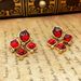 Antique New Year red earrings with tassels, long grand and luxurious women's earrings, silver needles_ipsvogv.com