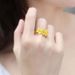 Gold Plated Non Fading Double Flower Gold Women's Ring With Adjustable Finger Ring, Birthday Gift_ipsvogv.com