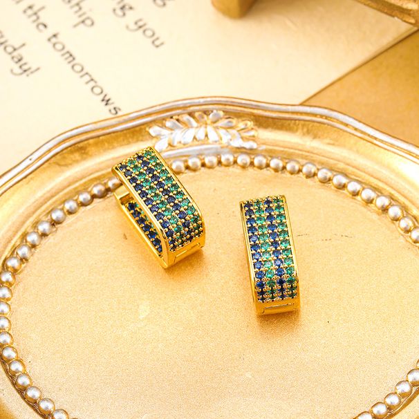 New fashionable, simple, high-end, micro inlaid zircon buckle, personalized trendy design, earrings and ear accessories_ipsvogv.com