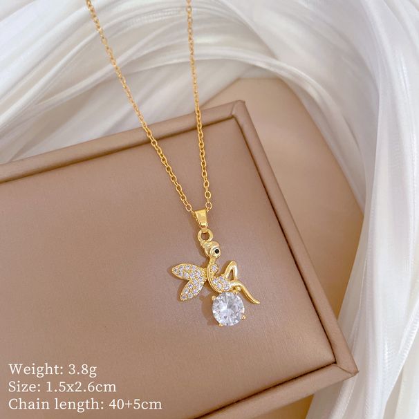 Angel 【 】 Spirit Light Luxury Charm Gorgeous Full Diamond Necklace Women's Versatile Clavicle Titanium Steel Chain 【 】_ipsvogv.com
