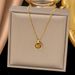 Fashion Jewelry Dongling Jade Round Pendant Figaro Stainless Steel Necklace With Gold Plated Collar Chain For Women_ipsvogv.com