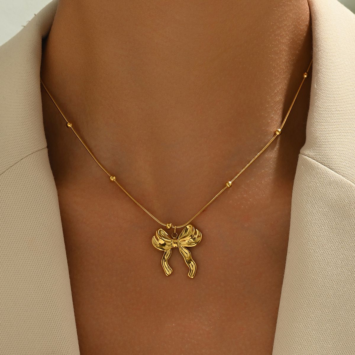 New Style Women's Bow Niche Design Clavicle Chain Versatile Long Necklace High End Jewelry_ipsvogv.com