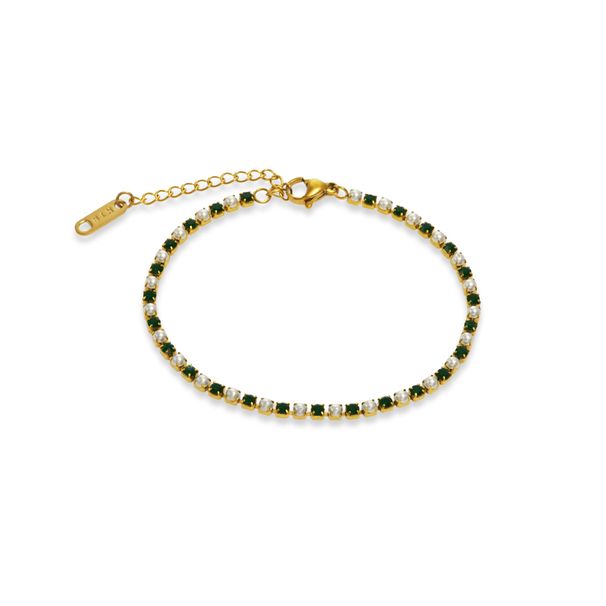 Women’s Jewelry Set Fashion Fashion Titanium Steel Dopamine Color Zircon Pearl Bracelet Anklet Set_ipsvogv.com