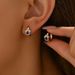 Simple fashionable OL bear claw ear buckle women with blue diamond copper zircon earrings, cute and versatile style_ipsvogv.com