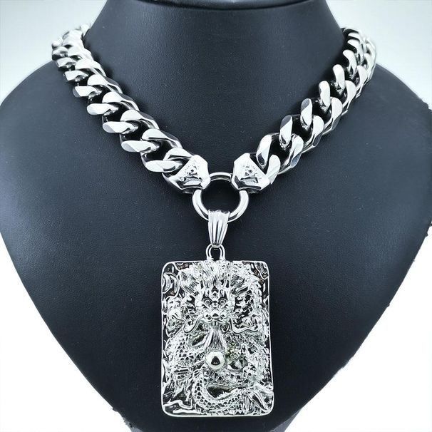 Men Women The "Chinese LONG" Pendant Chain Stainless Steel Necklace_ipsvogv.com