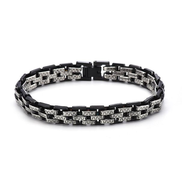 Hot Selling Titanium Steel Three-Row Flat Strap Men's Bracelet Wristband Street Hip-Hop 2024 New Model_ipsvogv.com