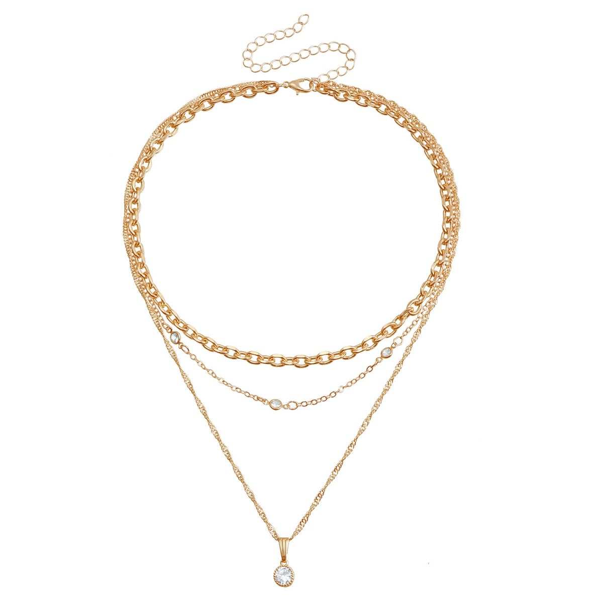 Accessories Ins Bohemian Vintage Glitter Diamond Pendant Collarbone Chain Creative Trend Necklace_ipsvogv.com