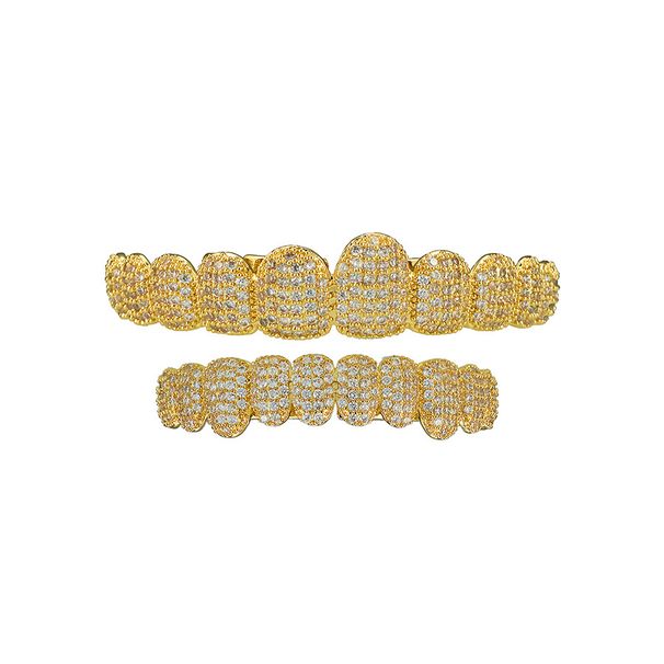 Hip Hop Braces Accessories Real Gold Electroplating 14K Tooth Ornaments Rap Party 10 Tooth Diamond Braces_ipsvogv.com