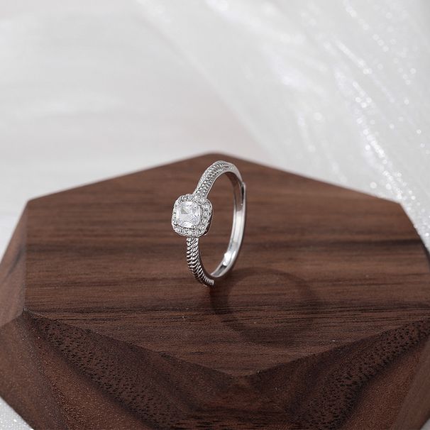 S999 Sweet Sugar Square Silver For Women's Light Luxury And High Grade New 2024 Open End Ring_ipsvogv.com